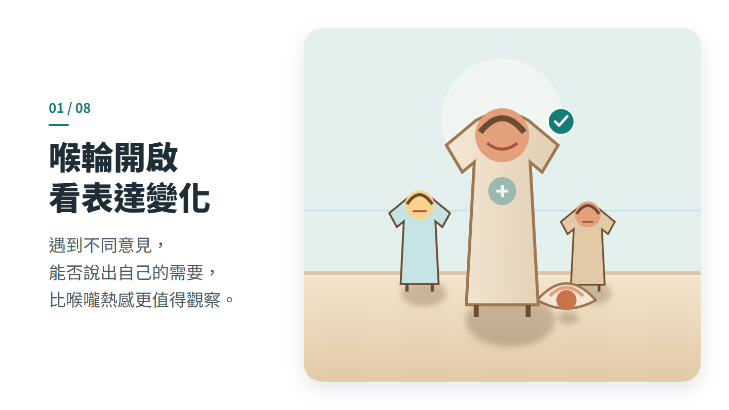 喉輪開啟 看表達變化
