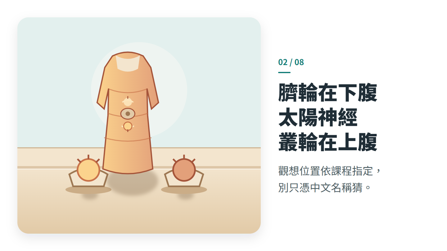 臍輪在下腹 太陽神經叢輪在上腹