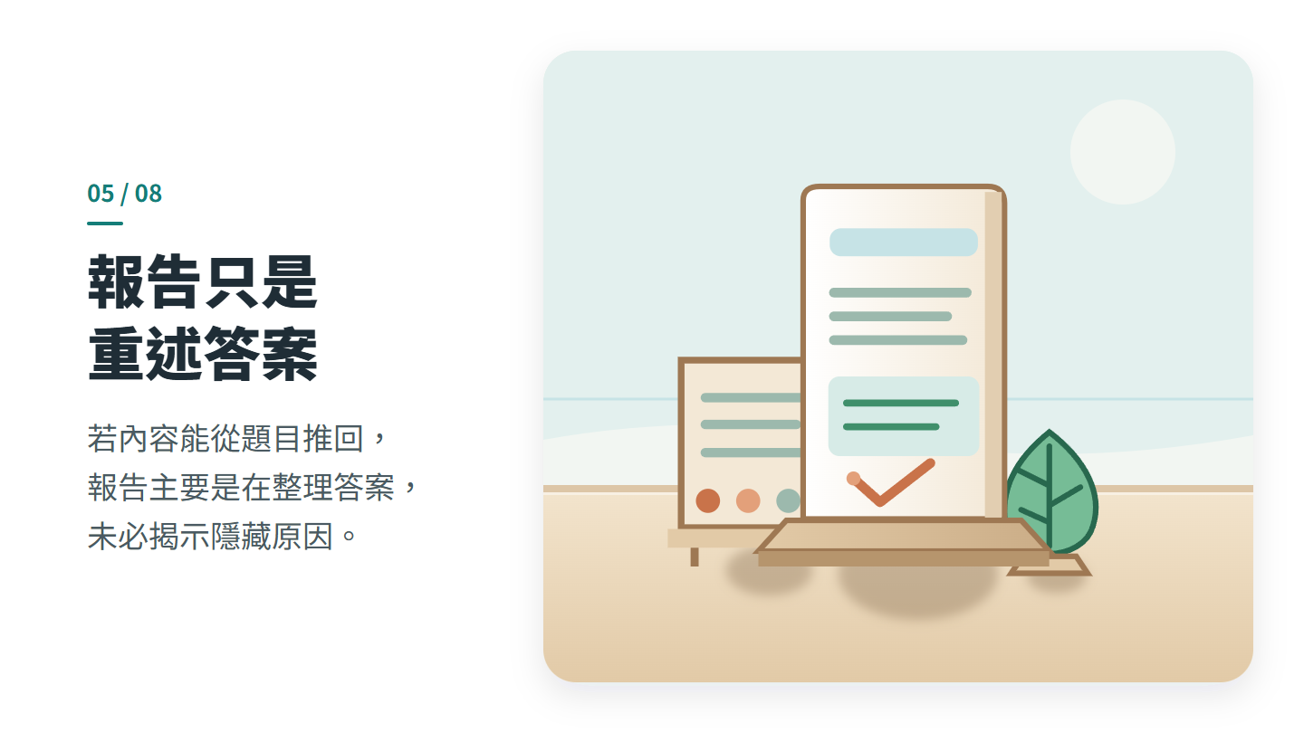 報告只是 重述答案