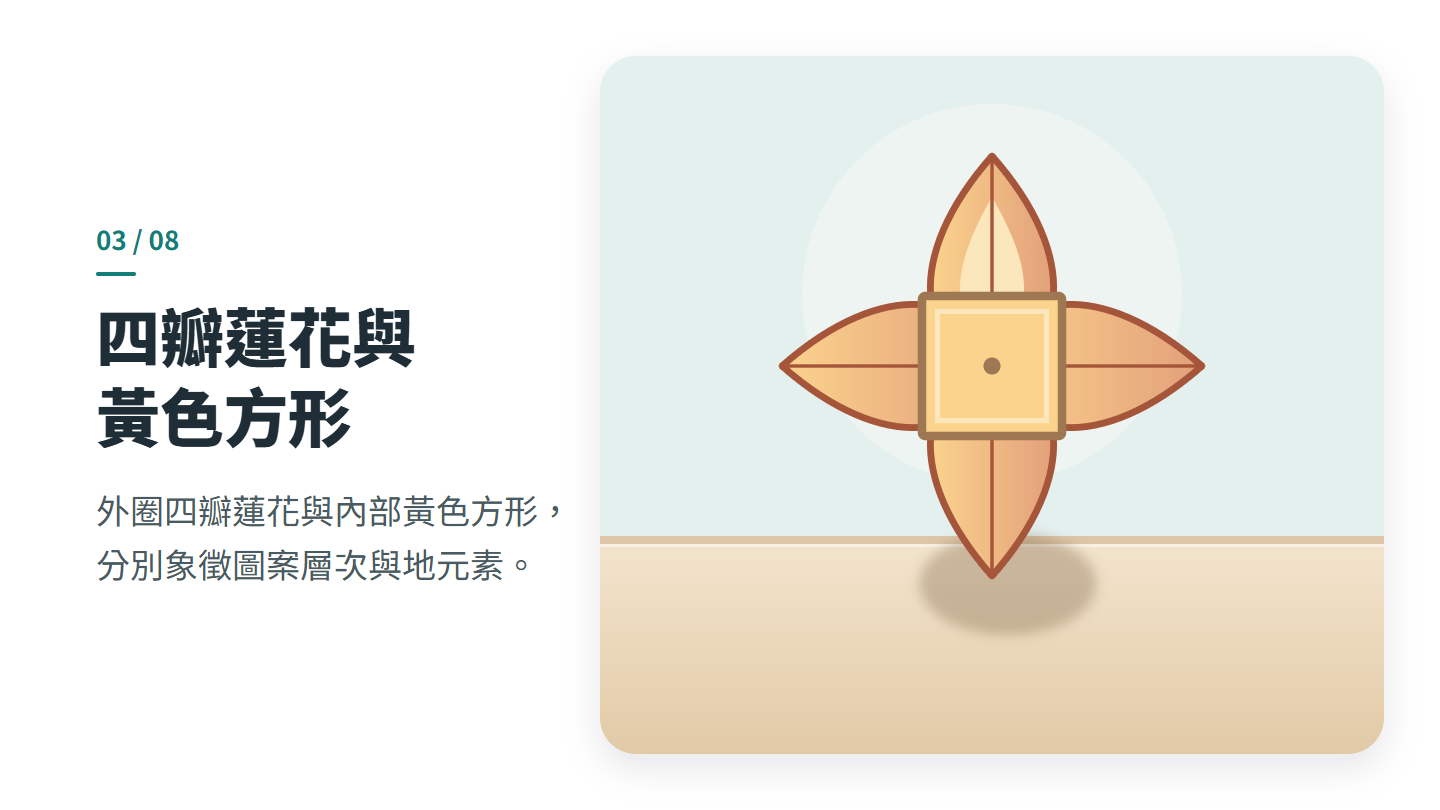 四瓣蓮花與 黃色方形