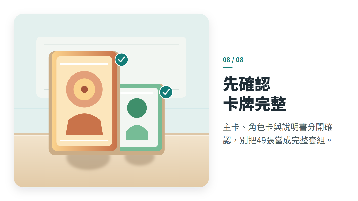 先確認 卡牌完整