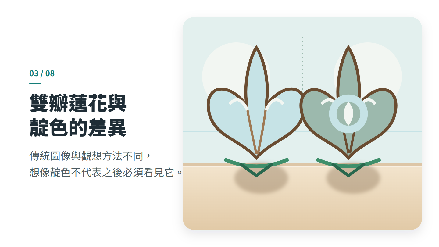 雙瓣蓮花與 靛色的差異